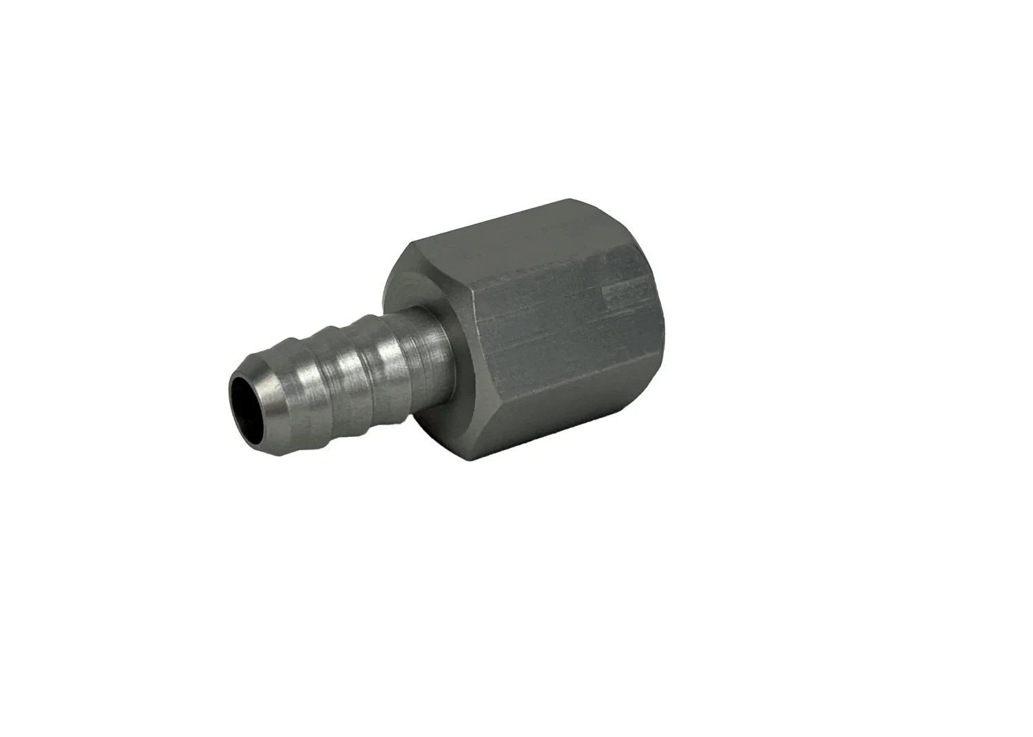 Adapter Fitting _ -6 AN Female to 5_16_ Hose Barb _ Straight _ Aluminum _ Clear Anodized _ PF-4002-C